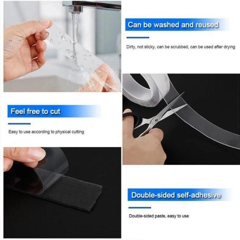 Double Sided Heavy Duty Mounting Tape - Two Sided Adhesive (3 Meter, Pack of 2)